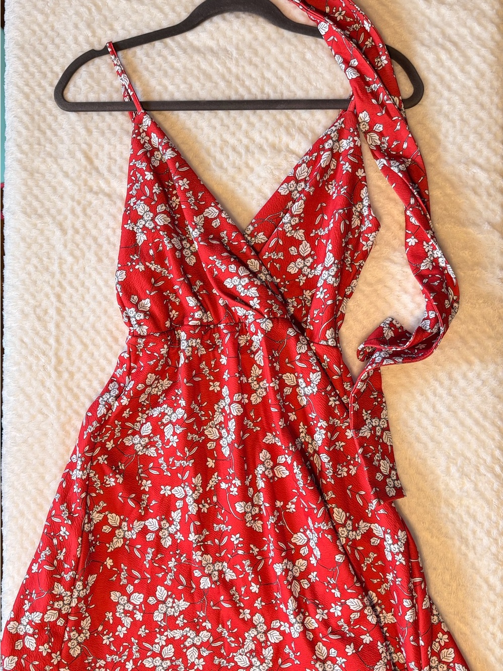 Red Floral Mini Dress | Size Small